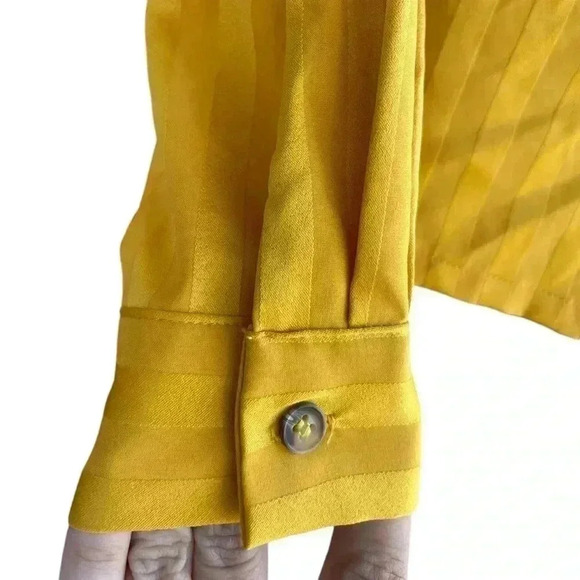 FRNCH women’s CHAFIANE STRIPED button down SHIRT yellow sz Small used no flaws - Picture 9 of 12